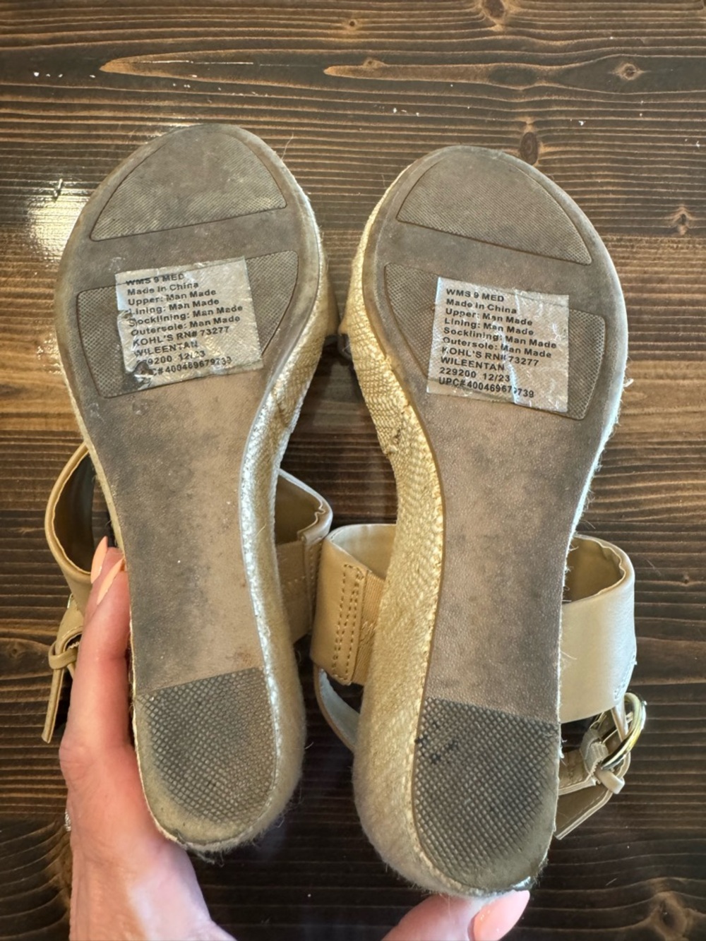 LC Lauren Conrad Wileen Tan Wedge Sandals with Gold Buckle Size 9 - Picture 6 of 7